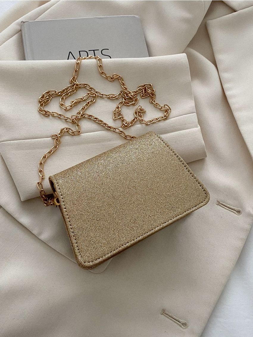 Mini Glitter Flap Square Bag