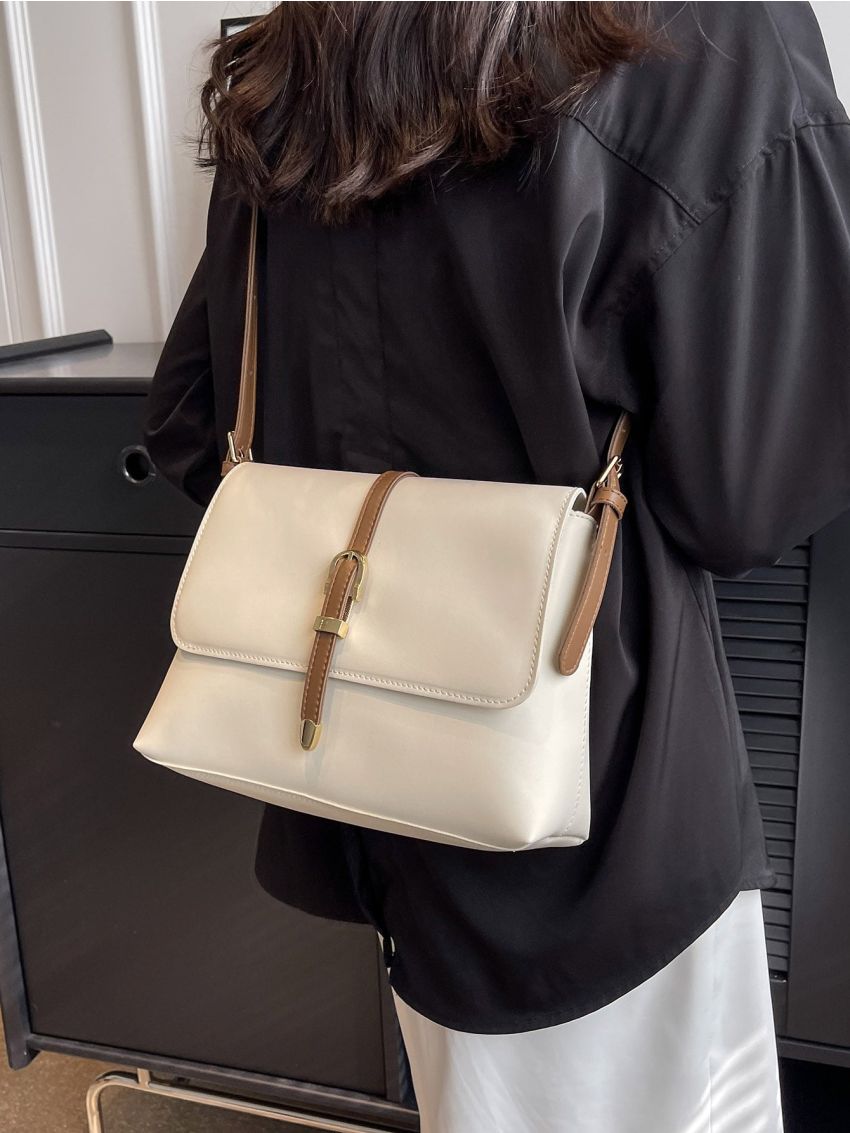 Buckle Decor Flap Square Bag