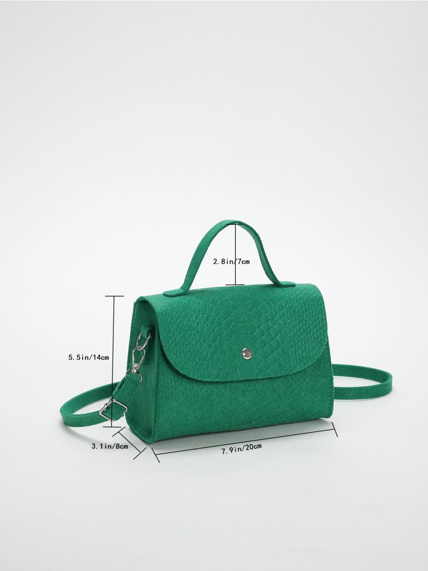 Mini Snakeskin Embossed Flap Square Bag