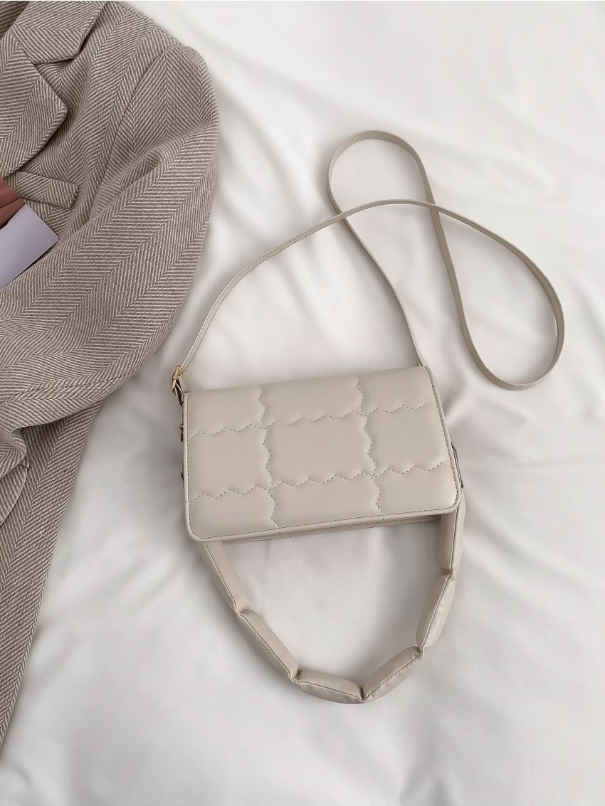 Quilted Detail Flap Square Bag