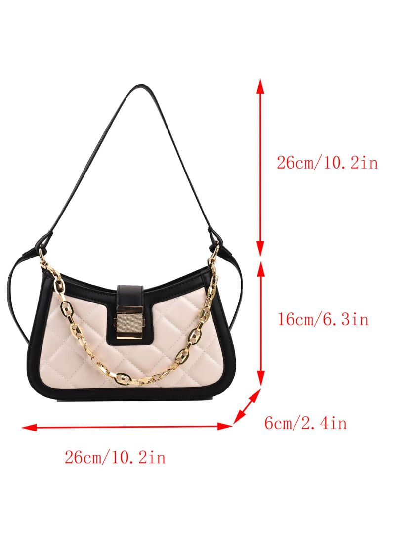Quilted Detail Chain Decor Hobo Bag
