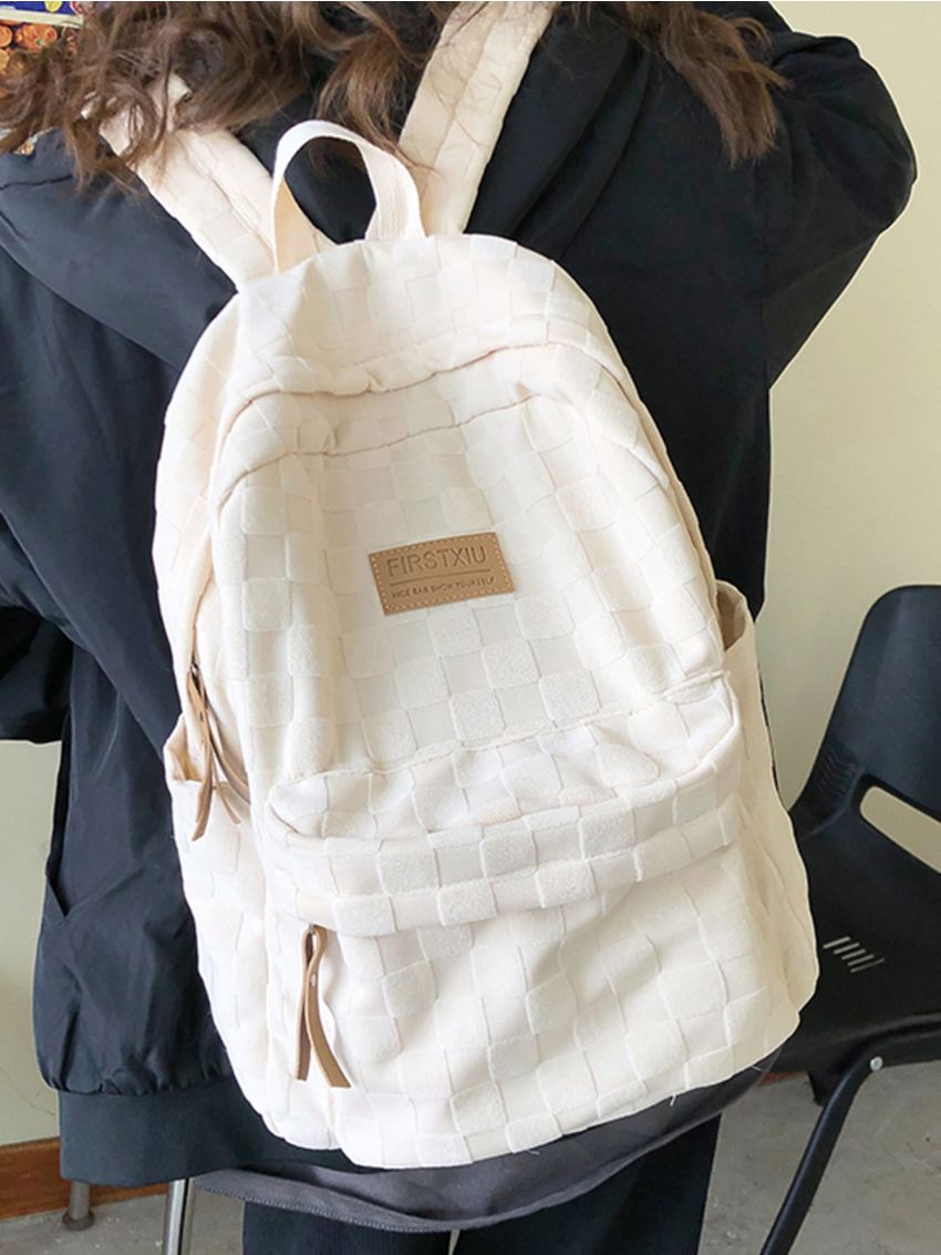 Letter Patch Decor Functional Backpack