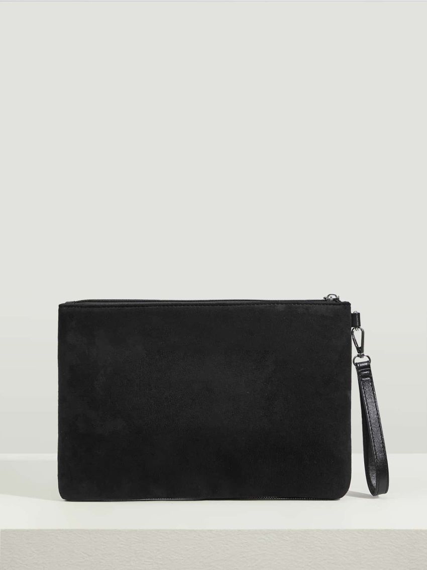 Random Graphic Rhinestone Decor Faux Suede Square Bag