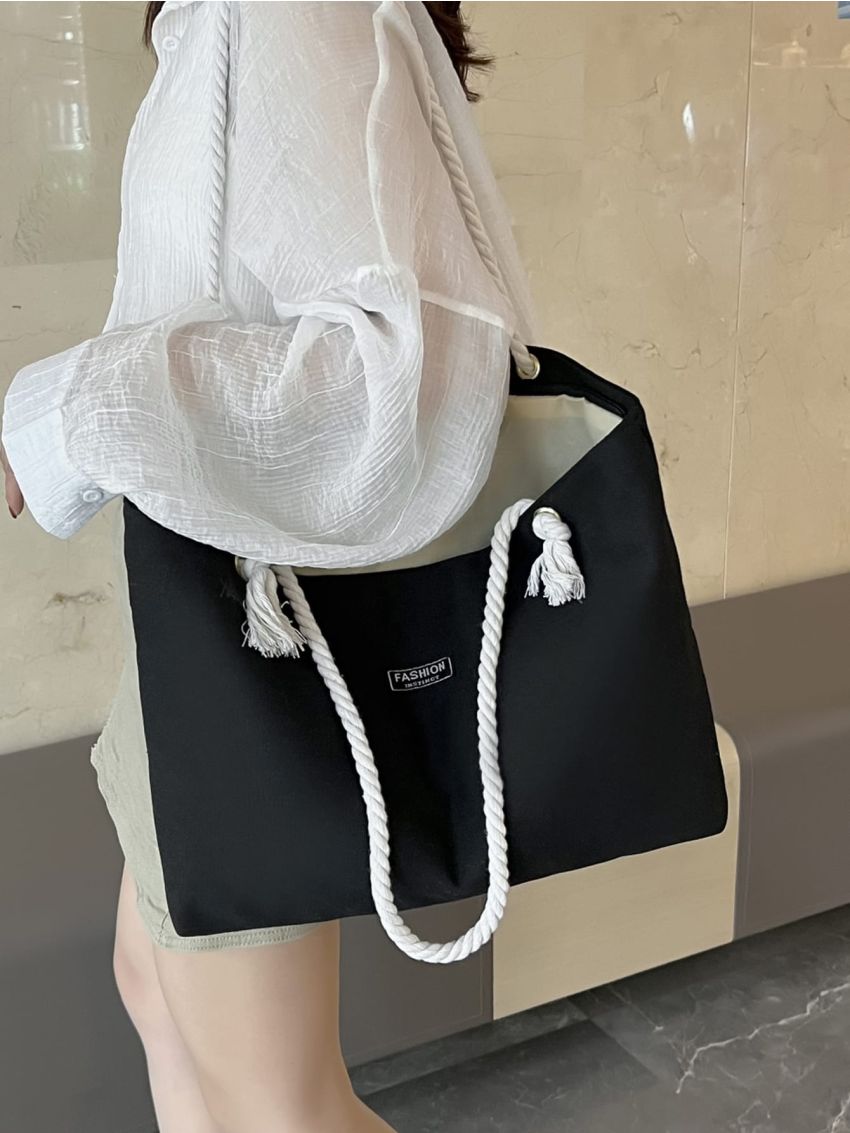 Letter Patch Decor Shopper Bag