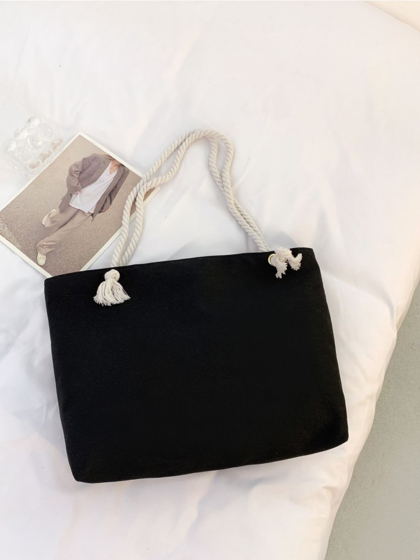 Letter Patch Decor Shopper Bag