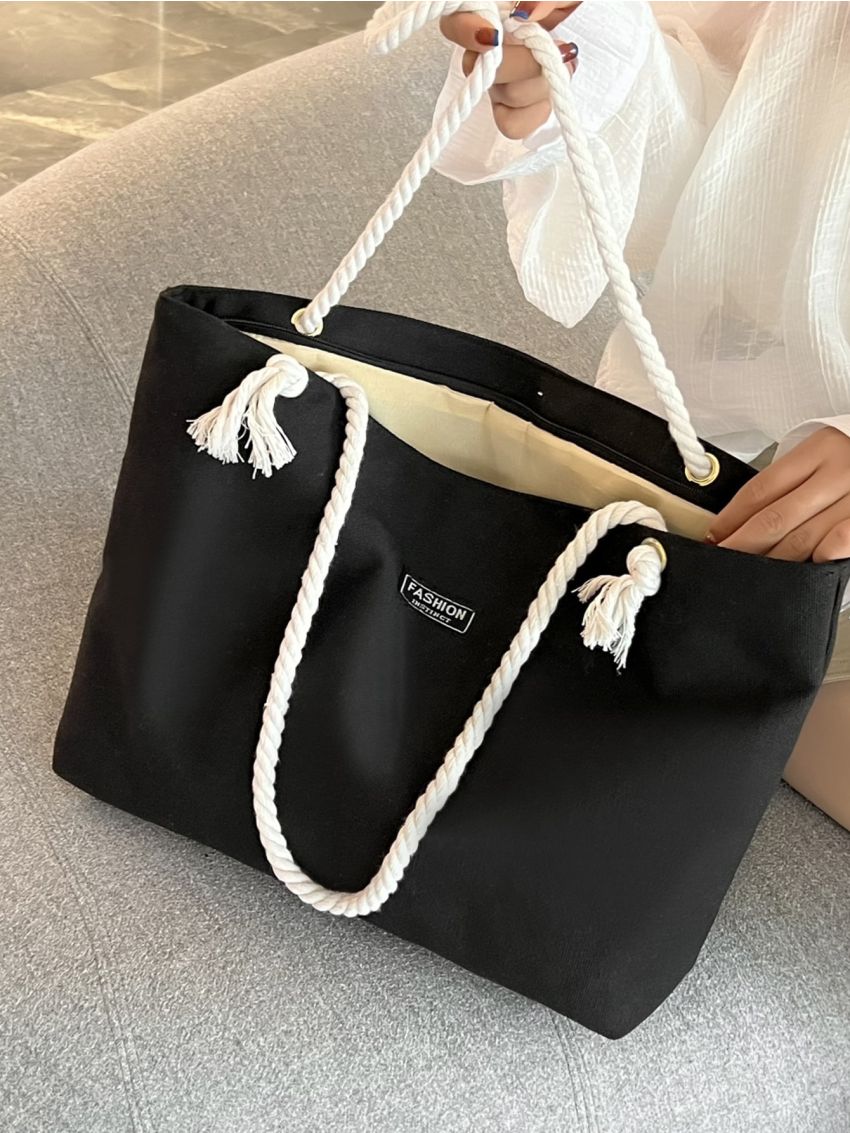 Letter Patch Decor Shopper Bag