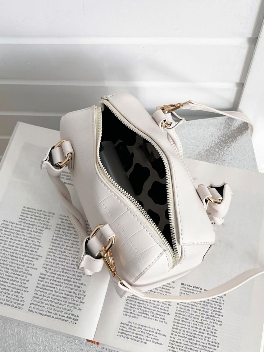 Mini Crocodile Embossed Boston Bag