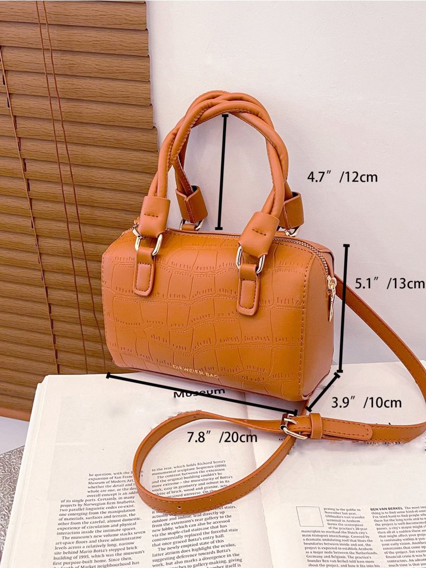 Mini Crocodile Embossed Satchel Bag