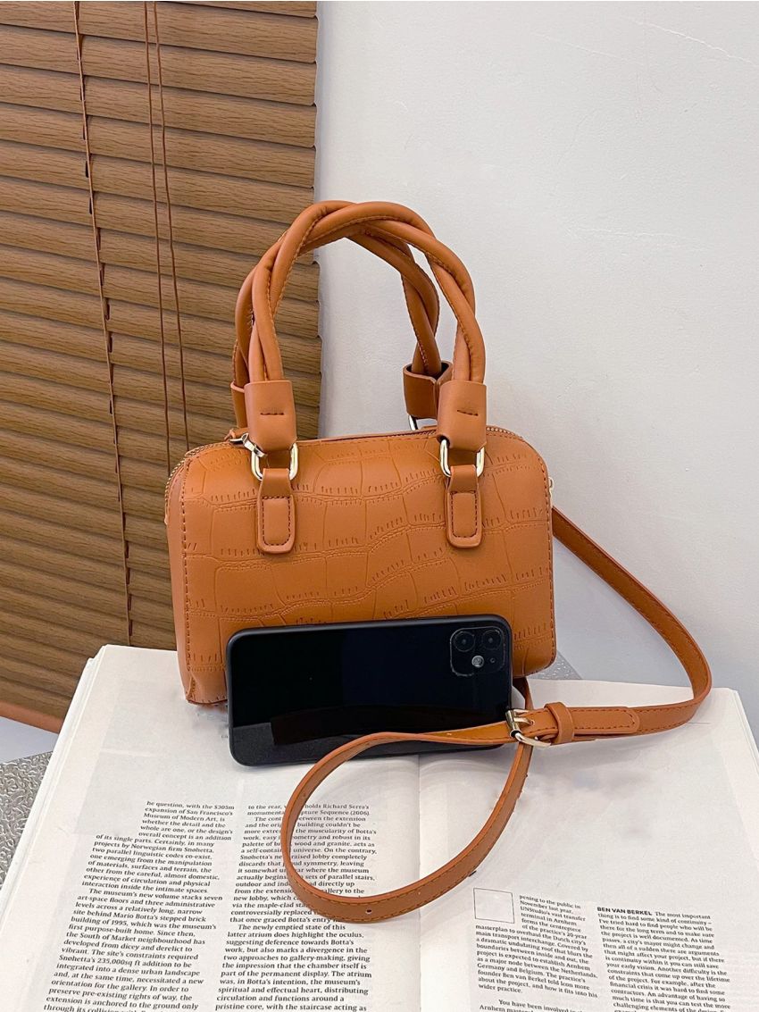 Mini Crocodile Embossed Satchel Bag