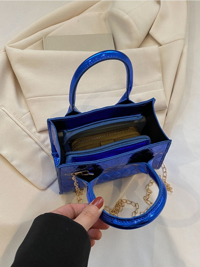 Mini Geometric Embossed Chain Square Bag