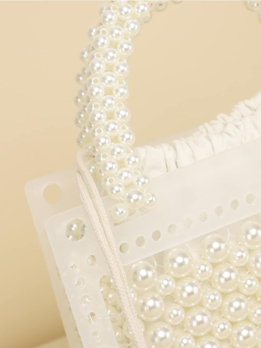 Mini Beaded Satchel Bag With Drawstring Inner Pouch