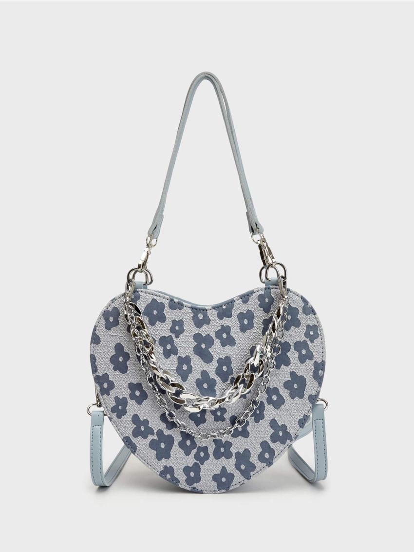 Floral Pattern Chain Decor Novelty Bag
