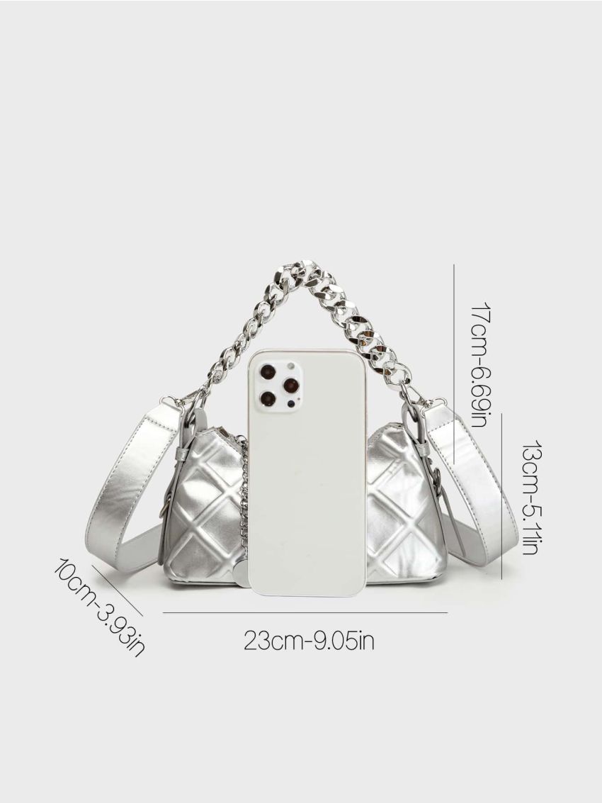 Metallic Chain Hobo Bag