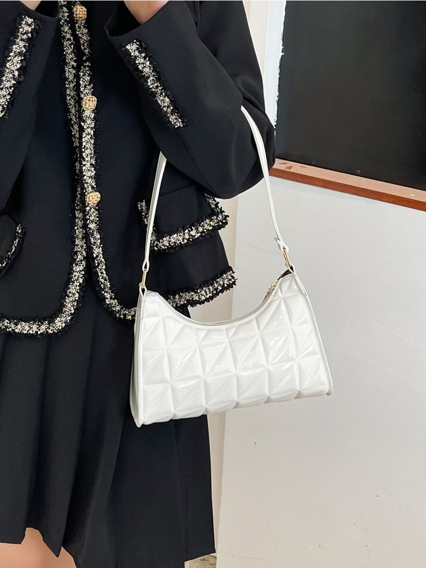Quilted Detail Baguette Bag
