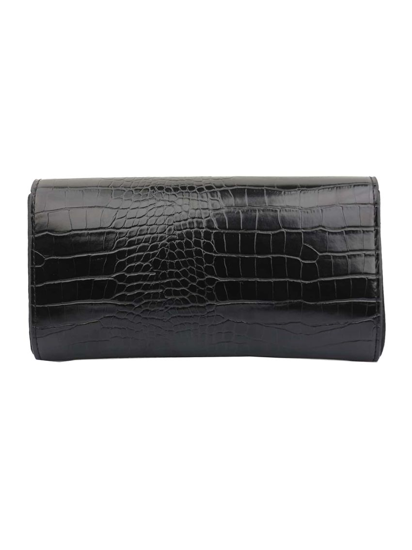 Crocodile Embossed Flap Chain Square Bag