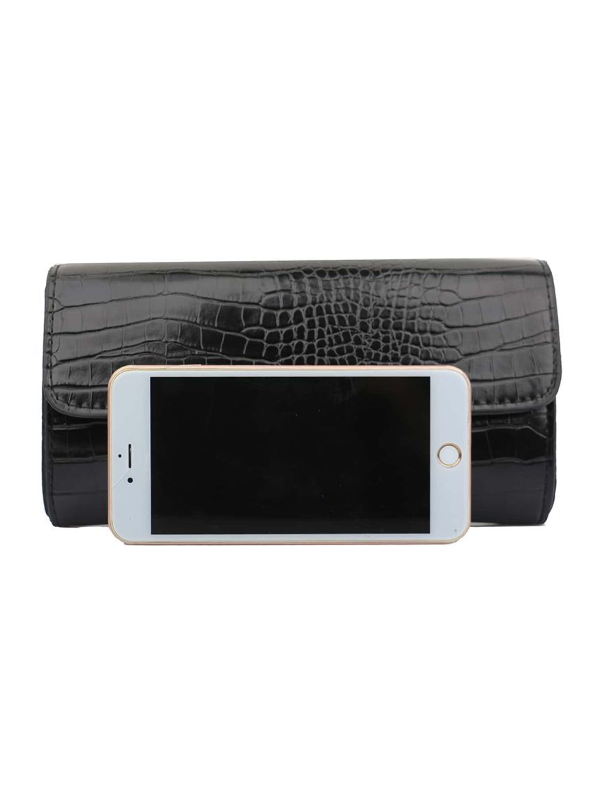 Crocodile Embossed Flap Chain Square Bag