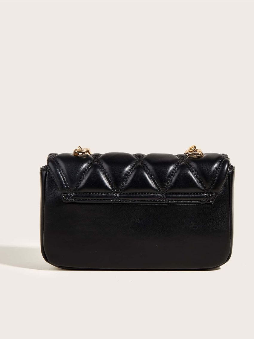 Minimalist Quilted Chain Flap Square Bag