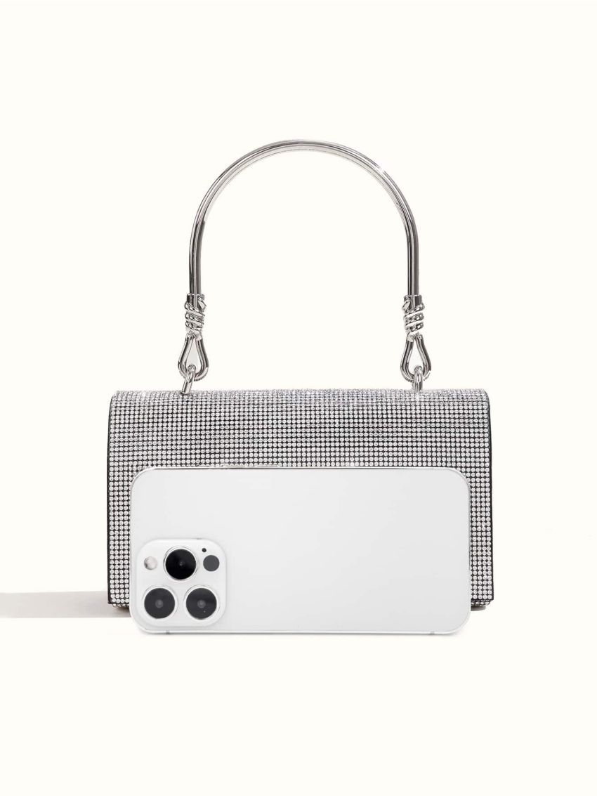 Mini Rhinestone Decor Flap Square Bag