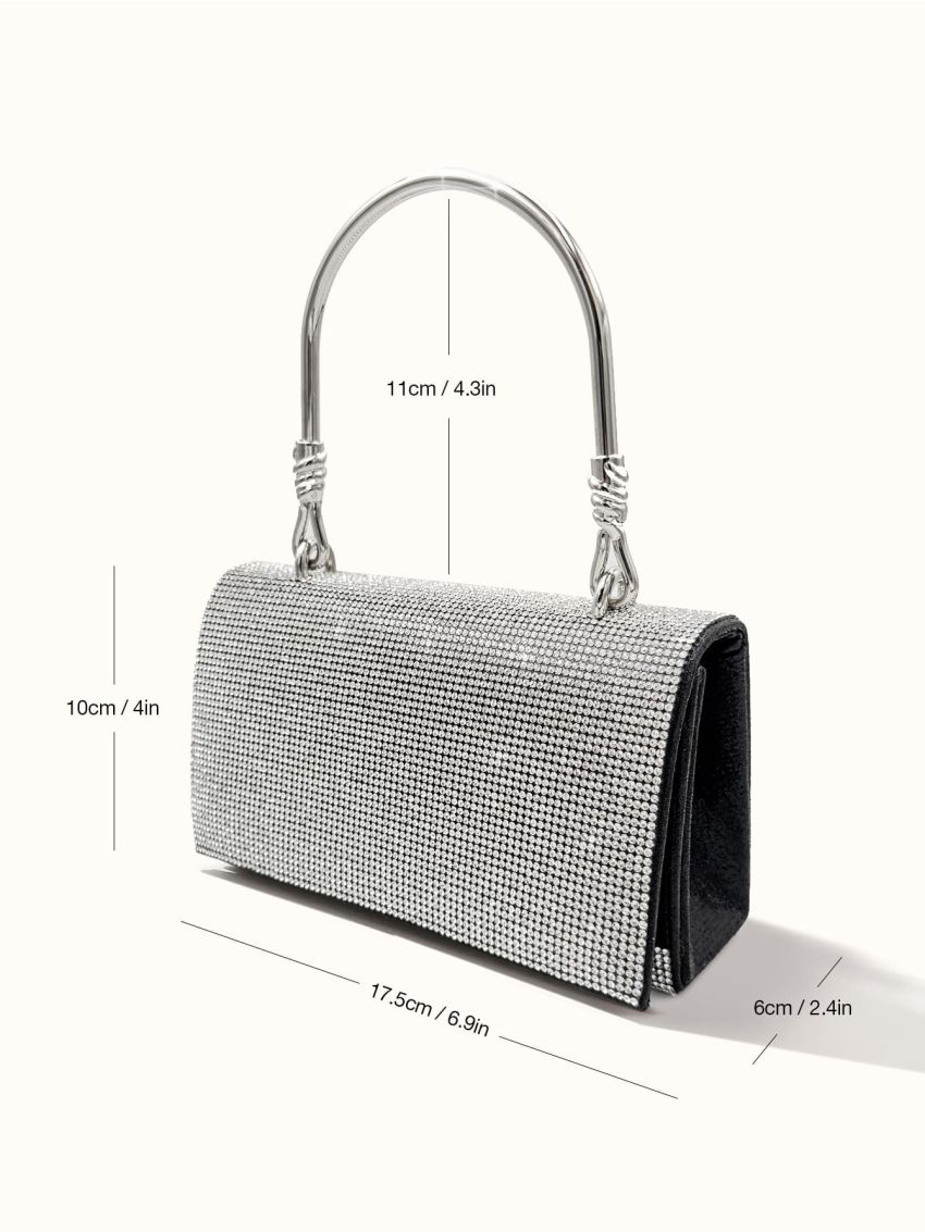 Mini Rhinestone Decor Flap Square Bag