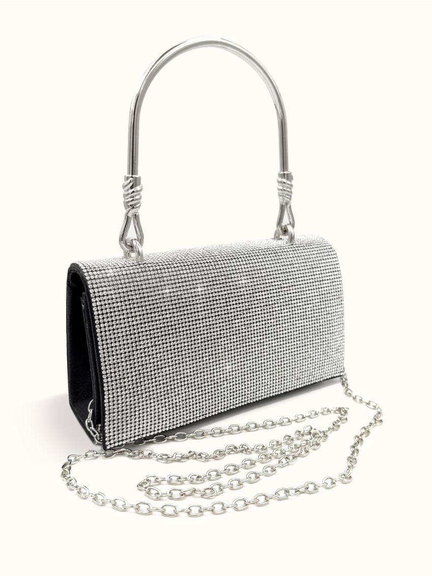 Mini Rhinestone Decor Flap Square Bag