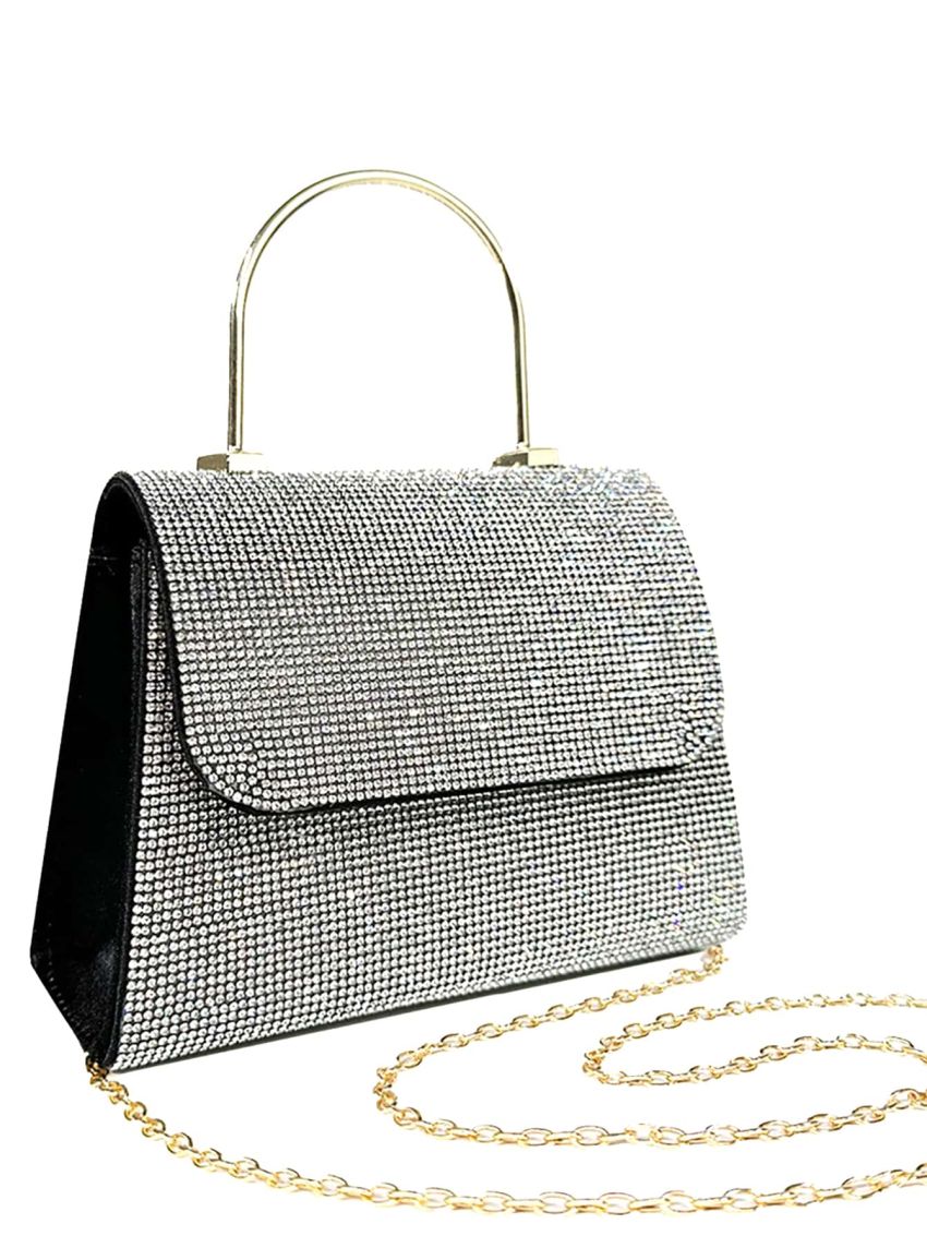 Mini Rhinestone Decor Flap Square Bag