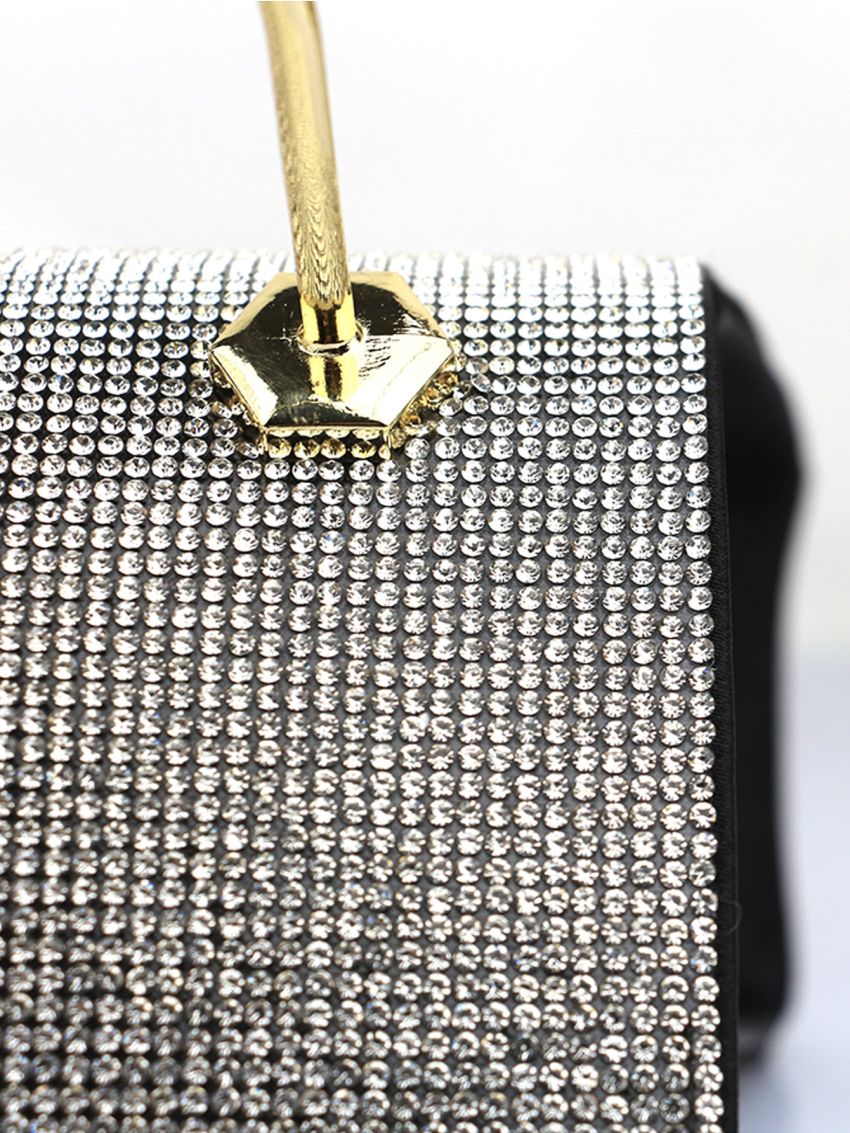 Mini Rhinestone Decor Flap Square Bag
