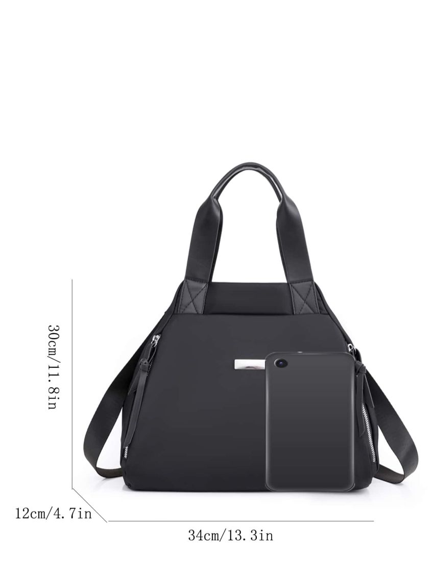 Minimalist Metal Decor Shoulder Tote Bag