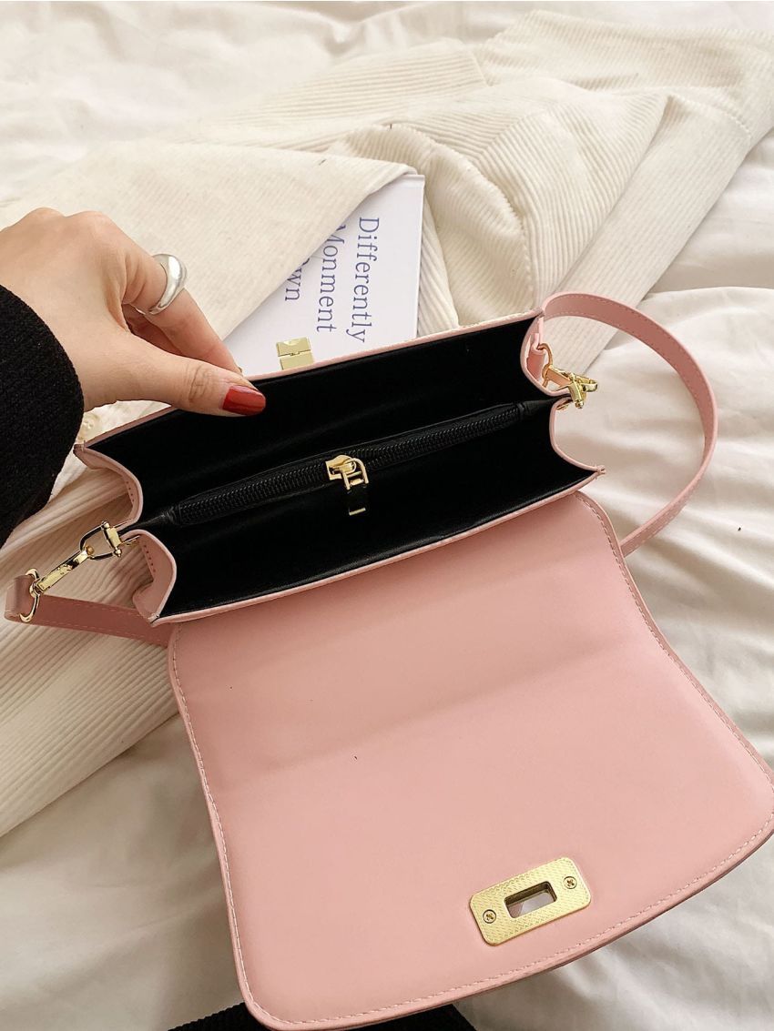 Studded Decor Flap Square Bag