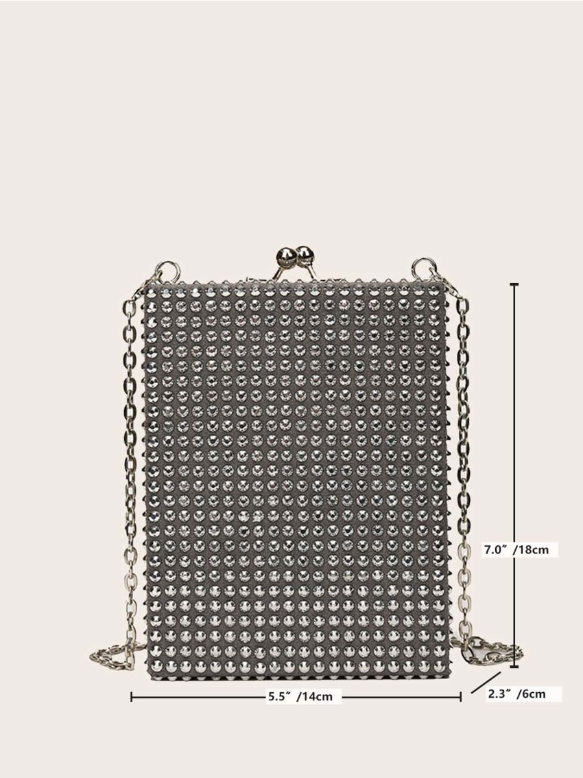 Mini Rhinestone Decor Chain Box Bag