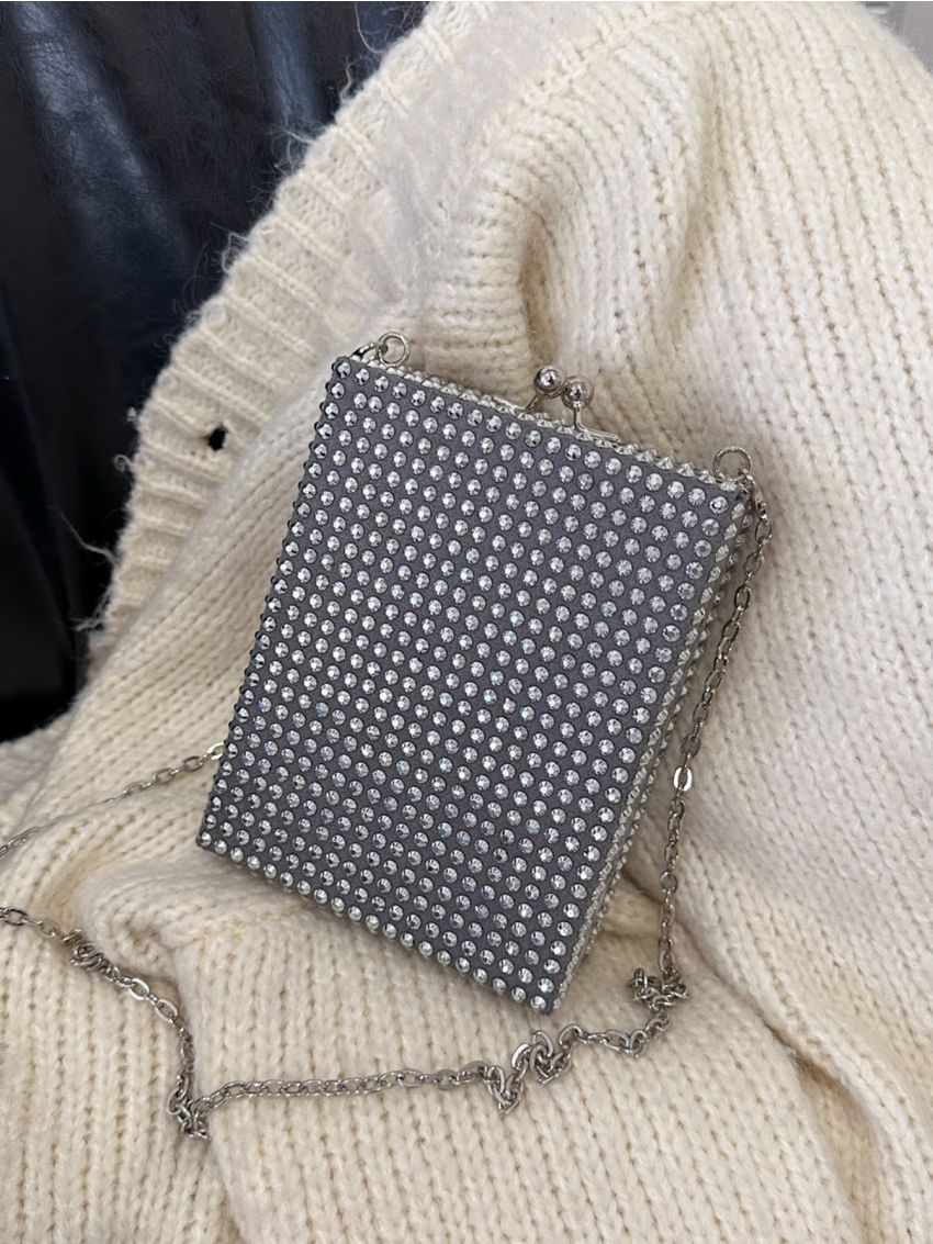 Mini Rhinestone Decor Chain Box Bag