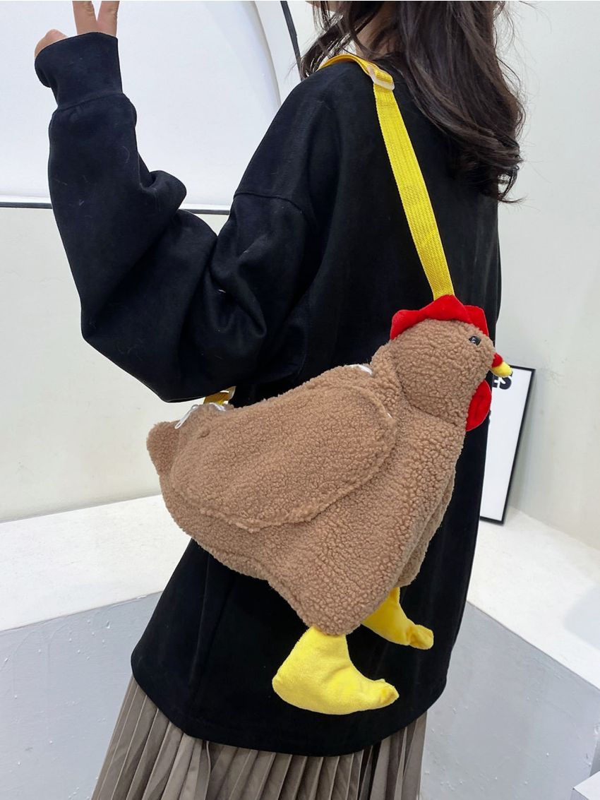 Chicken Design Fluffy Crossbody Bag
