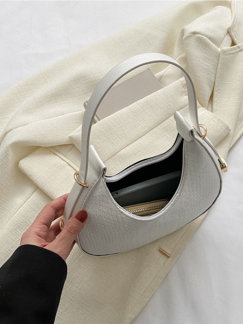 Snakeskin Embossed Hobo Bag