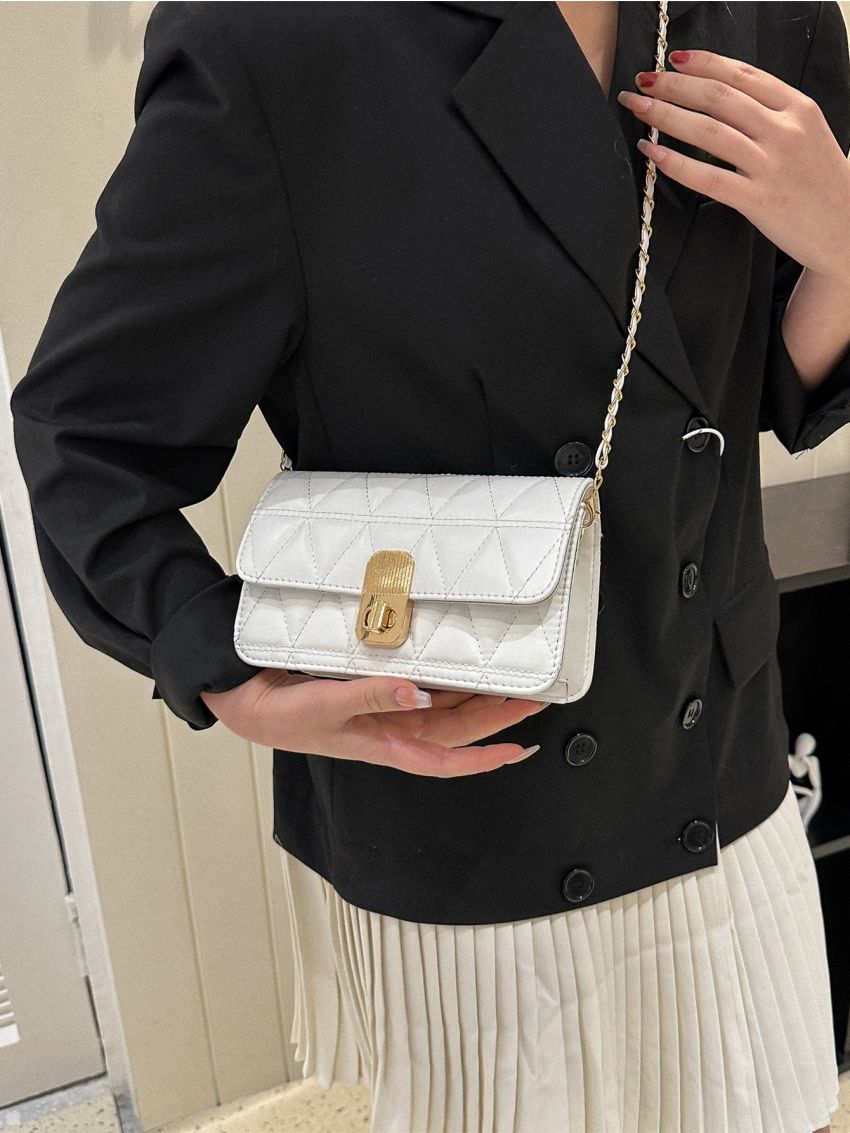 Mini Square Bag Twist Lock Flap PU For Daily Life