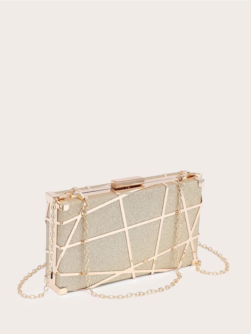 Mini Glitter Metal Decor Chain Box Bag