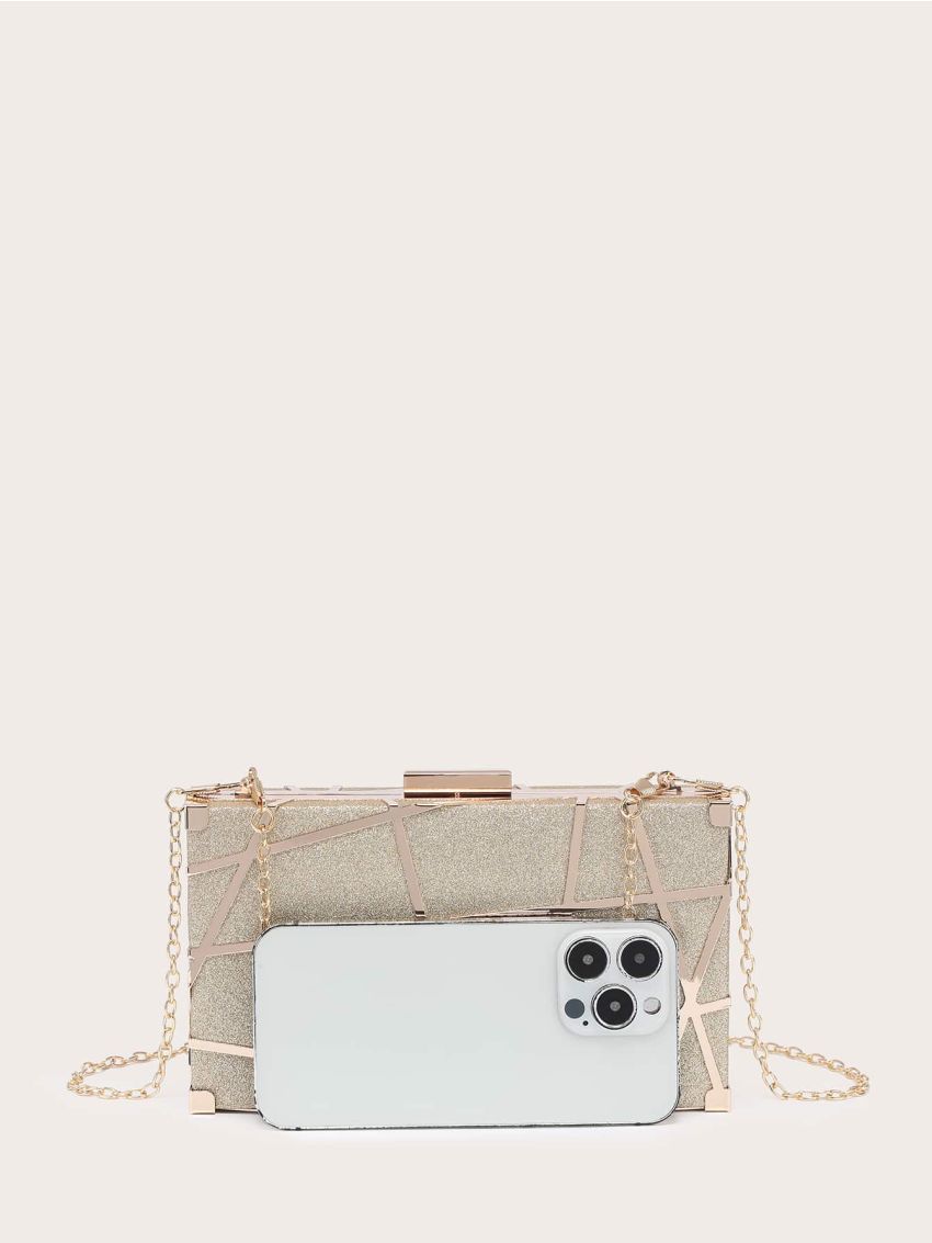 Mini Glitter Metal Decor Chain Box Bag