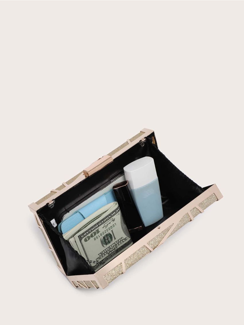 Mini Glitter Metal Decor Chain Box Bag