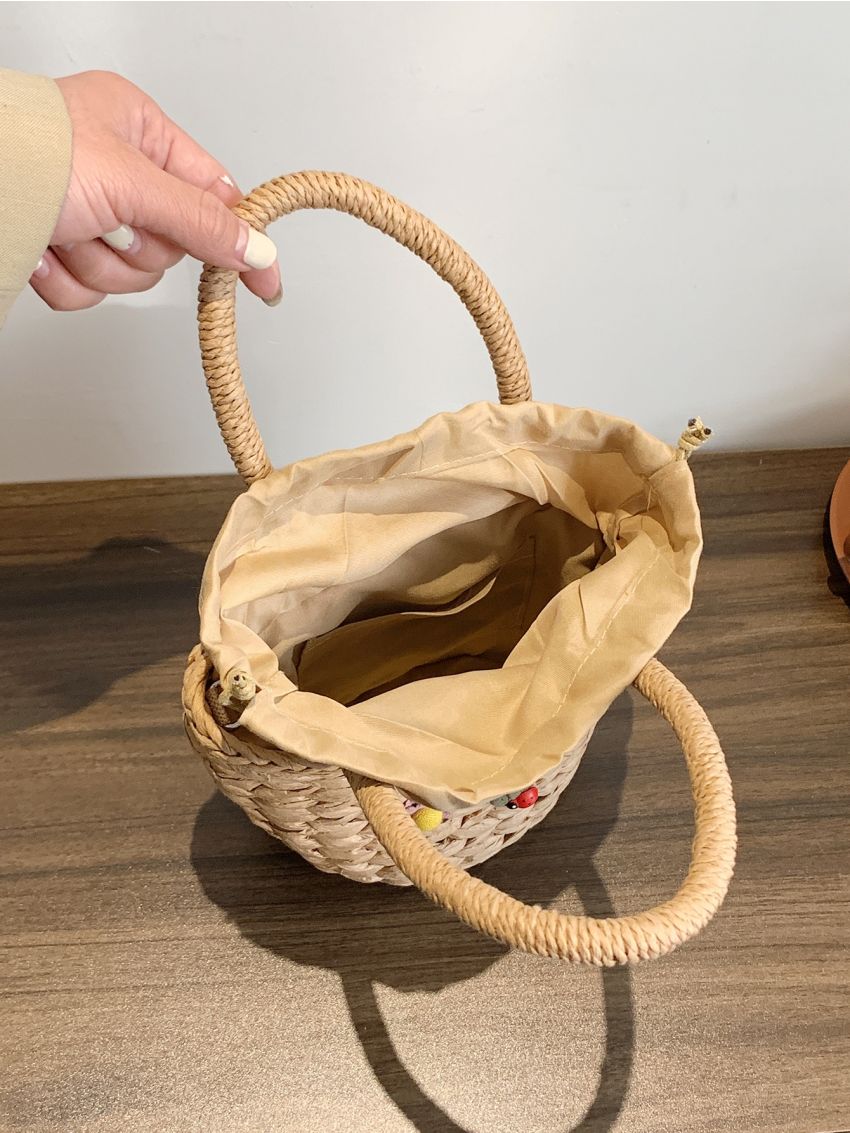 Flower Decor Straw Bag