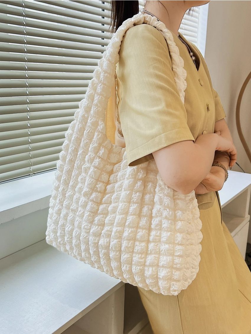 Minimalist Ruched Detail Shopper Bag