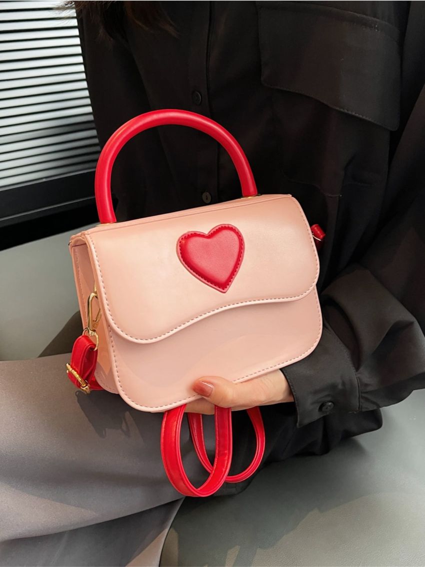 Mini Heart Pattern Flap Square Bag