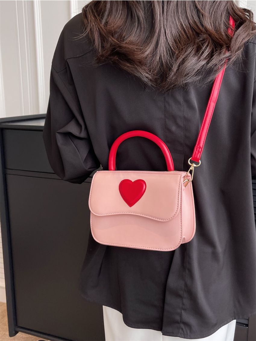 Mini Heart Pattern Flap Square Bag