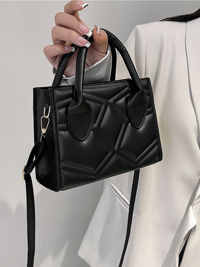 Quilted Double Handle Square Bag