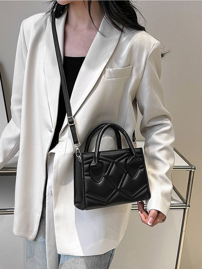 Quilted Double Handle Square Bag