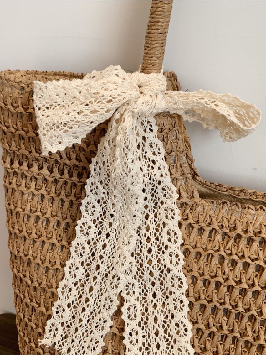 Women's Simple Straw Bag, Stylish Handbag For Travel, Large Tote Bag For Outdoor