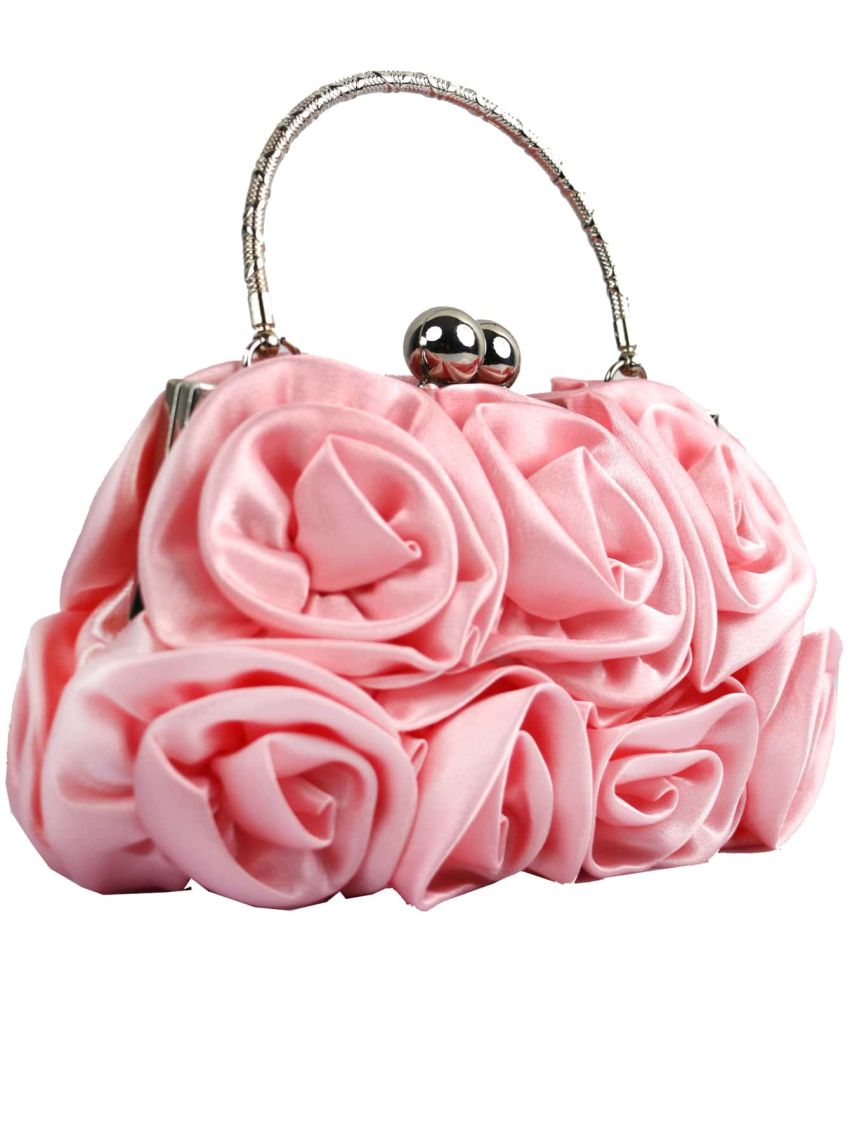 Flower Graphic Kiss Lock Evening Bag