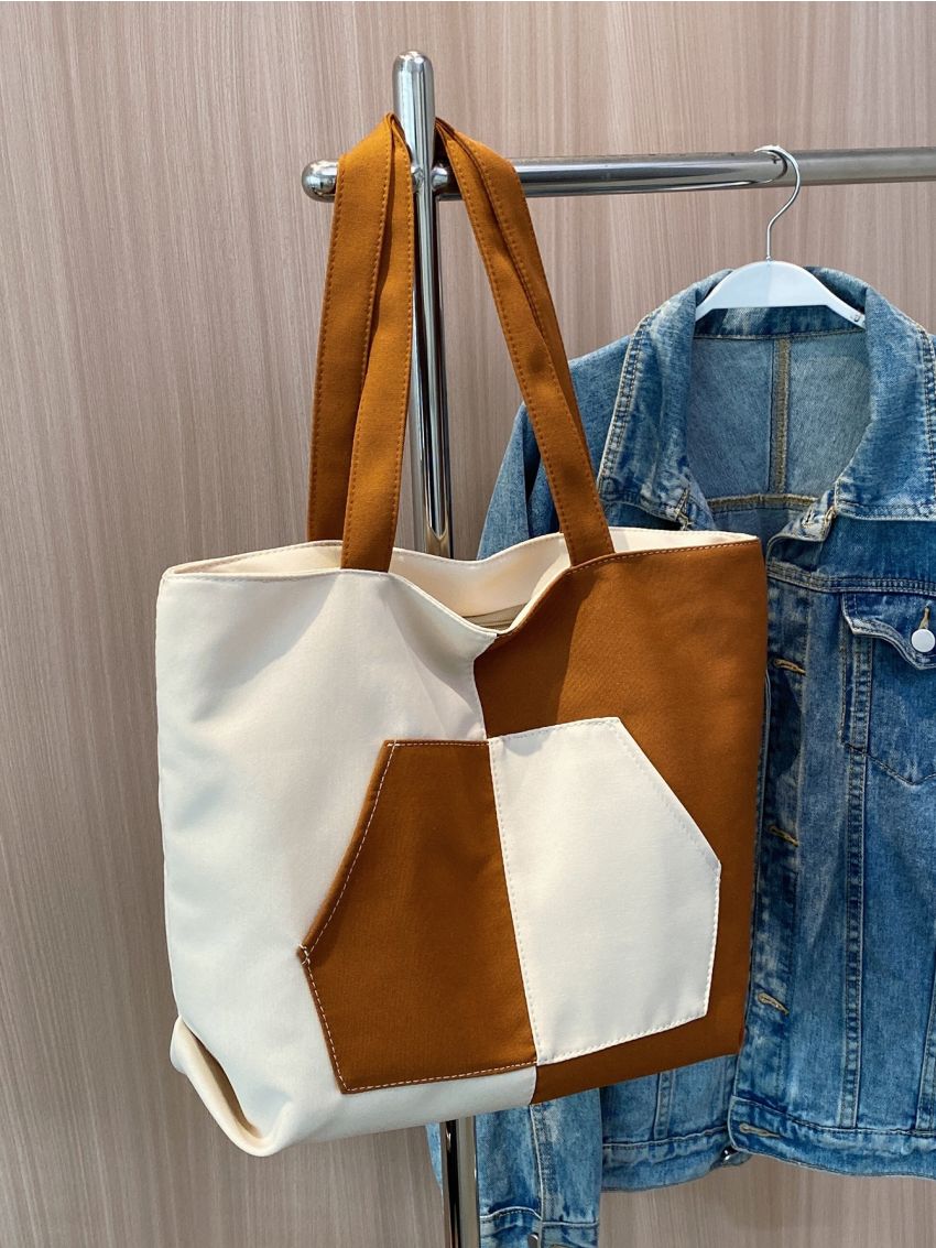 Two Tone Shoulder Tote Bag