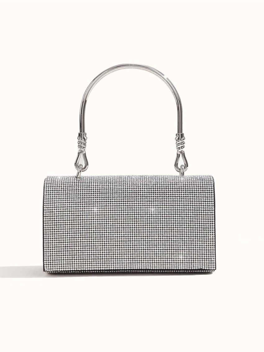 Mini Rhinestone Decor Flap Square Bag