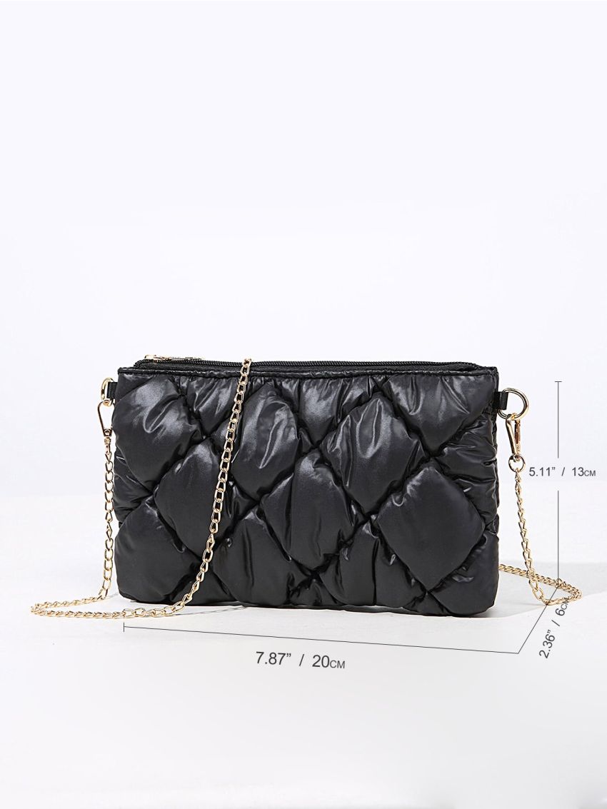 Mini Quilted Pattern Chain Square Bag