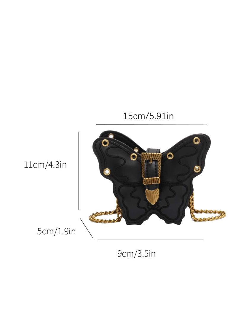 Mini Butterfly Design Buckle Decor Chain Novelty Bag