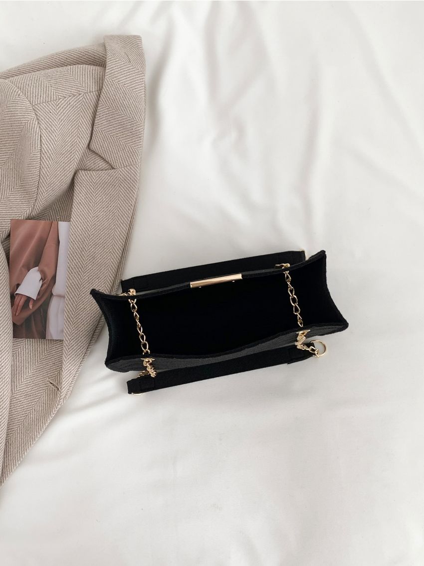 Crocodile Embossed Chain Square Bag