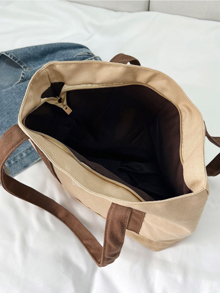 Letter Patch Decor Shopper Bag